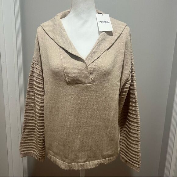 NWT Revolve Stitches and Stripes oversized sweater size large with collar - Picture 3 of 9